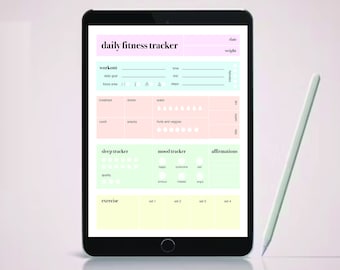 Daily Fitness Tracker - Weekly Fitness Tracker - Weight Loss Tracker - Workout Planner - iPad Workout Planner - Food Calorie Tracker