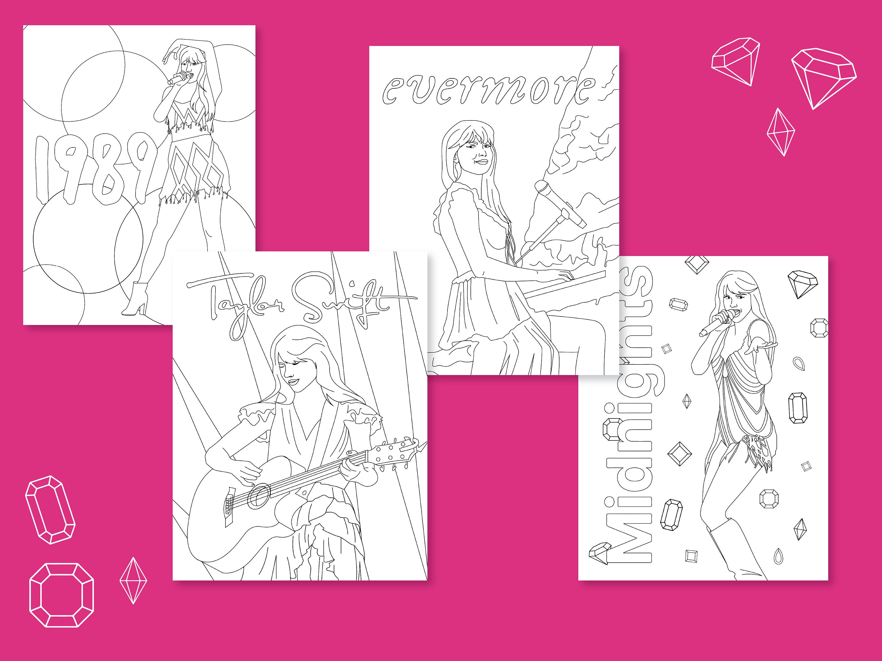 Taylor Swift Eras Tour Coloring Pages Albums Coloring Book for Swifties and Music Lovers ...