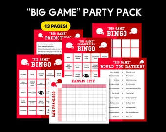 Super Bowl Party Games 2024, Big Game, Commercial Bingo, 49ers Chiefs Predictions, Super Squares, Would you Rather, The Super Big Game 58