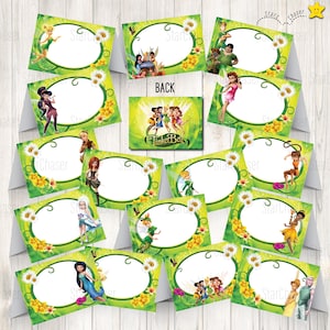 Instant Download - Digital food tent, favor/ goodies bag topper, Tinkerbell food label, fairies topper party tag sign. NO PHYSICAL ITEMS