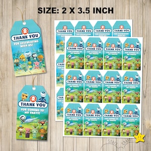 Digital Octonauts Thank You Tags – Favor Goodie Bags topper (Instant Download)