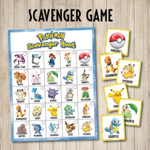 Digital Printable Pokemon Scavenger Hunt Game  - Instant Download