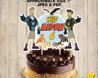 Digital Personalized cake topper . Wild Kratts birthday party centerpiece. Wild Kratts cupcakes topper