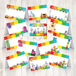 Instant Download - Digital food tent, favor goodies bag topper, numberblock label, number learning birthday party tags NO PHYSICAL ITEMS