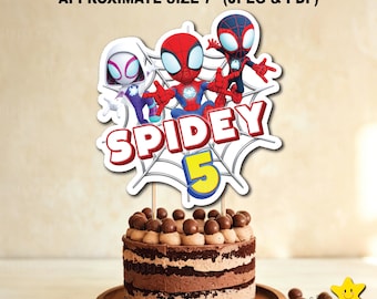 Digital Spidey friends Cake Topper/ centrepiece - Personalised name and Age for you