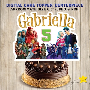 Digital Personalized cake topper. Descendants vs Zombies birthday party cake centerpiece. Zombies Descendants cupcakes topper