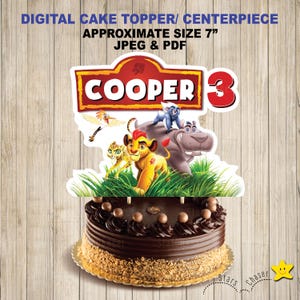 Digitale gepersonaliseerde Lion Guard-taarttopper. Lion Guard-stuk van de verjaardagstaart. Lion Guard-cupcaketopper