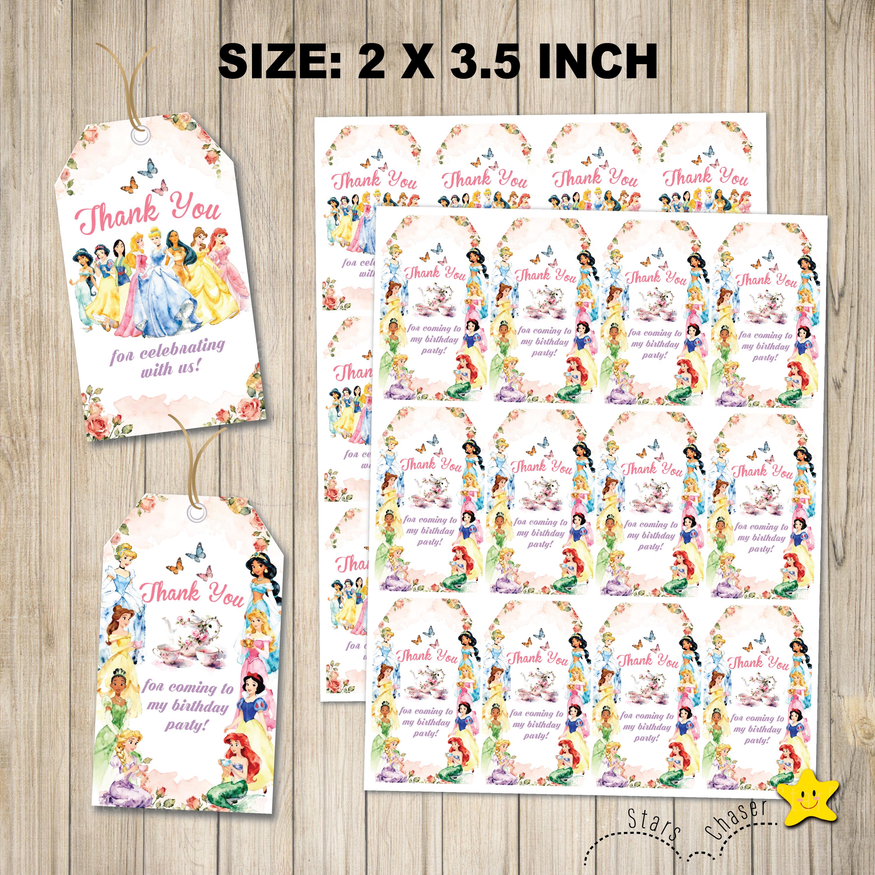 Vip Princess Tag Digital Princess Tea Party Favor Tags – Princesses Birthday Thank You ...