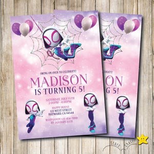 Digital Personalized Birthday Invitation. Ghost spidey party Invite. Spidey birthday party. Spidey e-invite. Any age