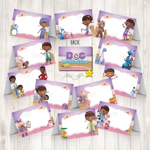 Descarga instantánea: Carpa de comida digital, adorno para bolsa de golosinas, etiqueta de comida de Doc McStuffins, letrero de etiqueta de cumpleaños de Doc McStuffins. NO SE ADMITEN ARTÍCULOS FÍSICOS.