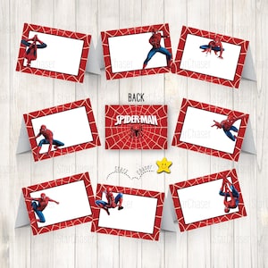 Download immediato - Tenda digitale per cibo, etichetta per cibo Spiderman, topper per sacchetti di caramelle/bonbon, cartellini per feste Spiderman. NESSUN ARTICOLO FISICO