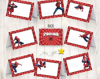 Instant Download - Digital food tent, favor/ goodies bag topper spiderman food label, spiderman party tags sign. NO PHYSICAL ITEMS