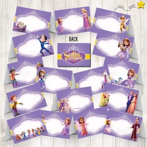 16 Digital Princess Sofia Food Tent / Labels, Table card place, Topper - Instant Download