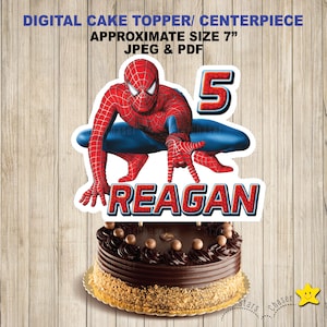 Digital Personalized Spiderman cake topper. Spiderman birthday party cake centerpiece. Superhero cupcakes topper Spiderman party