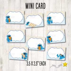 Digital Cookie Monster Baby Shower Food Tent cards. Labels favor tags topper (Instant download)