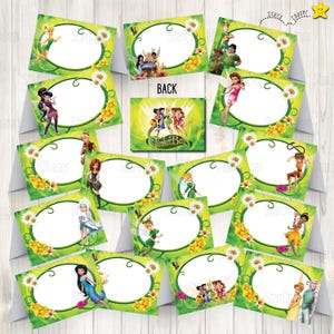 16 Digital Tinkerbell fairy Food Tent / Labels, Table card place, Topper - Instant Download