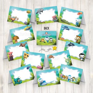 Digital Octonauts Food Tent cards – Underwater Party labels favor tags topper (Instant Download)