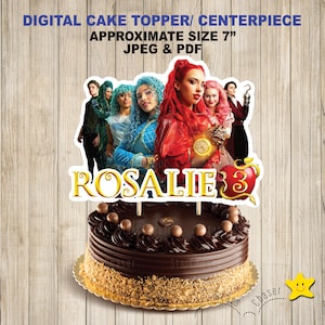 Digital Personalized cake topper. Descendants birthday party cake centerpiece. Descendants cupcakes topper