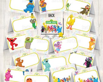 16 Digital Sesame Muppet Food Tent / Labels, Table card place, Topper - Instant Download