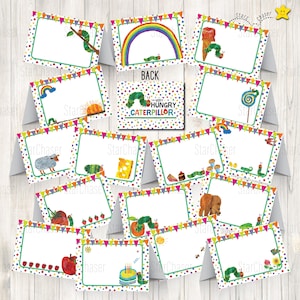 16 Digital Hungry Caterpillar Food Tent / Labels, Table card place, Topper - Instant Download