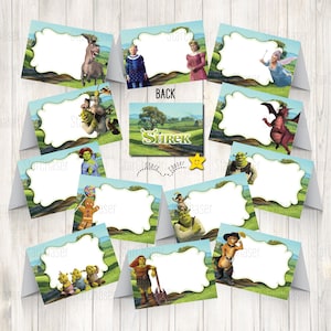 Instant Download - Digital food tent, favor/ goodies bag topper Shrek food label, Shrek ogres birthday party tags sign. NO PHYSICAL ITEMS