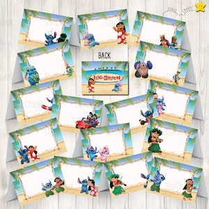 Instant Download - Digital food tent, favor/ goodies bag topper, Lilo stitch food label, aloha birthday party tags sign. NO PHYSICAL ITEMS