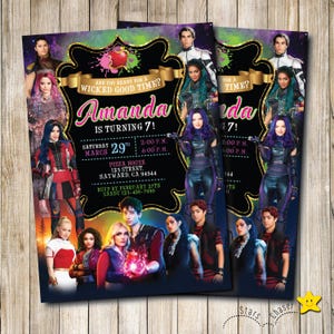 Digital Personalized Birthday Invitation. Zombies vs Descendants  party Invite. Wicked good time vampire birthday party e-invite. Any age