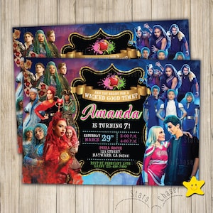 Digital Personalized Birthday Invitation. Zombies 3 vs Descendants 4 party Invite. Wicked good time birthday party e-invite. Any age