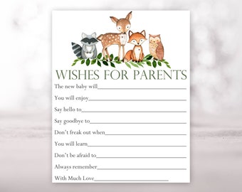 Wishes For Parents, Woodland Baby Shower Advice, Wishes for New Parents, Greenery Baby Shower, Baby Shower Advice for Parents, Woodland, WG1