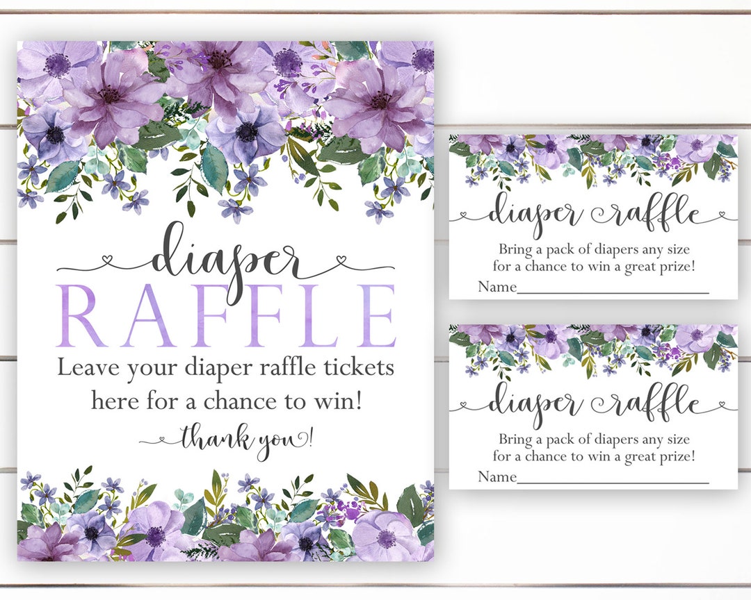 Purple Diaper Raffle Card, Diaper Raffle Sign, Diaper Raffle Printable ...