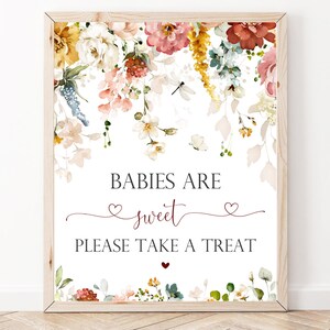 Floral Babies Are Sweet Sign, Babies Are Sweet Please Take A Treat, Garden Floral, Baby Shower Girl, Printable Sign, Watercolor Floral, GP1