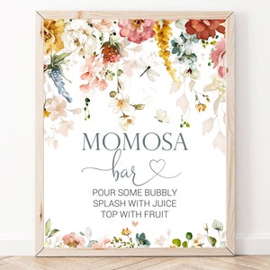 Mom-osa Bar Sign, Baby Shower Mimosa Bar Sign, Floral Baby Shower Decor, Garden Flowers, Watercolor Floral, Girl Baby Shower, Printable, GP1