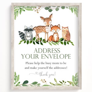 Adressieren Sie den Umschlag, Woodland Baby Shower Decor, Greenery Baby Shower, Adressieren Sie Ihre Dankeskarte, Helfen Sie der beschäftigten Mutter zu sein, Woodland, WG1