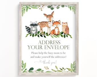 Address the Envelope, Woodland Baby Shower Decor, Greenery Baby Shower, Address Your Thank You Card, Help the Busy Mom to be, Woodland, WG1