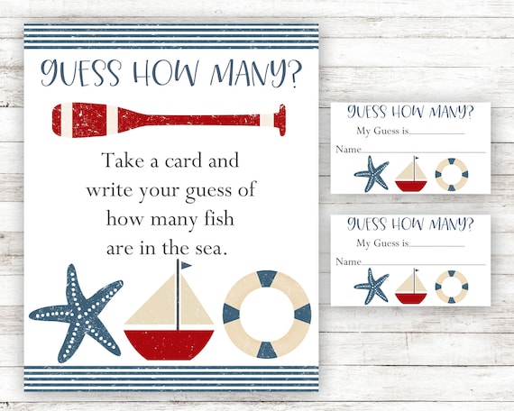 Guess How Many Fish, Fish in the Sea Game, Nautical Baby Shower Game, Baby  Shower Games Boy, Nautical Baby Shower Decor, Sailor, SAP1 