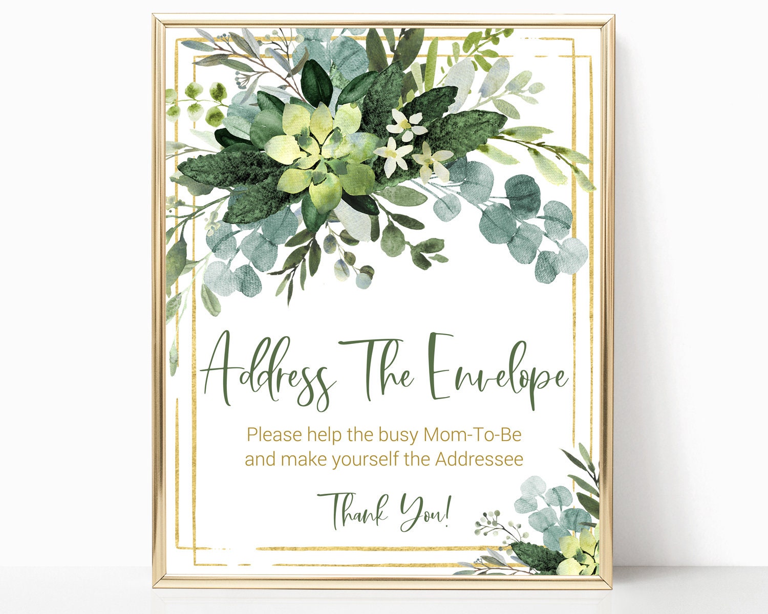 Greenery Address Your Envelope Sign, Address Your Thank You Card, Help The Busy Mom To Be, Make Yourself The Addressee, Eucalyptus, GSP1