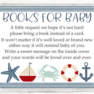 Livres pour bébé carte imprimable, livres nautiques pour bébé, livres pour demande de bébé, livres pour bébé Insert, nautique, douche de bébé garçon, livre, SAP1