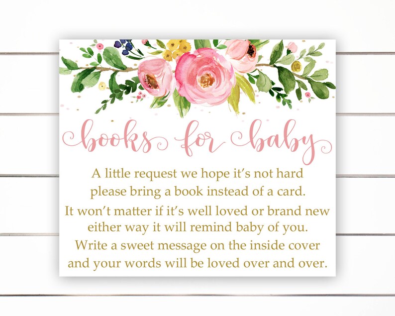 Printable Books for Baby Card Floral Books for Baby Books Etsy