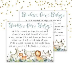 Books for Baby Card Printable, Safari Books for Baby, Jungle Books for Baby, Books for Baby Request, Safari, Baby Shower Insert Card, AB1
