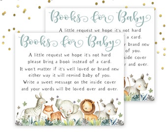 Books for Baby Card Printable, Safari Books for Baby, Jungle Books for Baby, Books for Baby Request, Safari, Baby Shower Insert Card, AB1