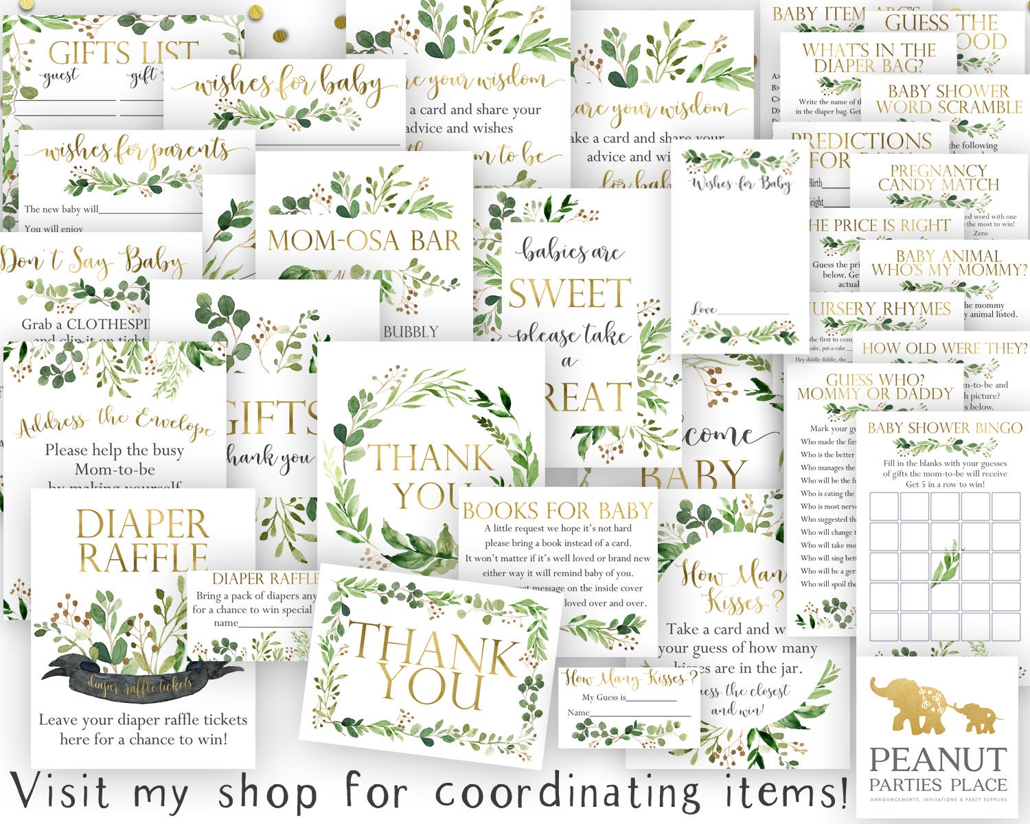 Gift List Printable Baby Shower Gift List Greenery Baby Etsy