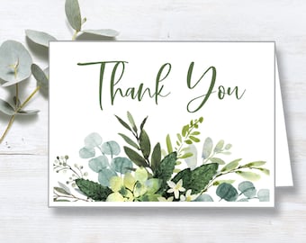 Greenery Thank You Card, Thank You Cards, Thank You Note, Thank You Card Printable, Baby Shower Thank You Card, Greenery, Succulent, GSP1