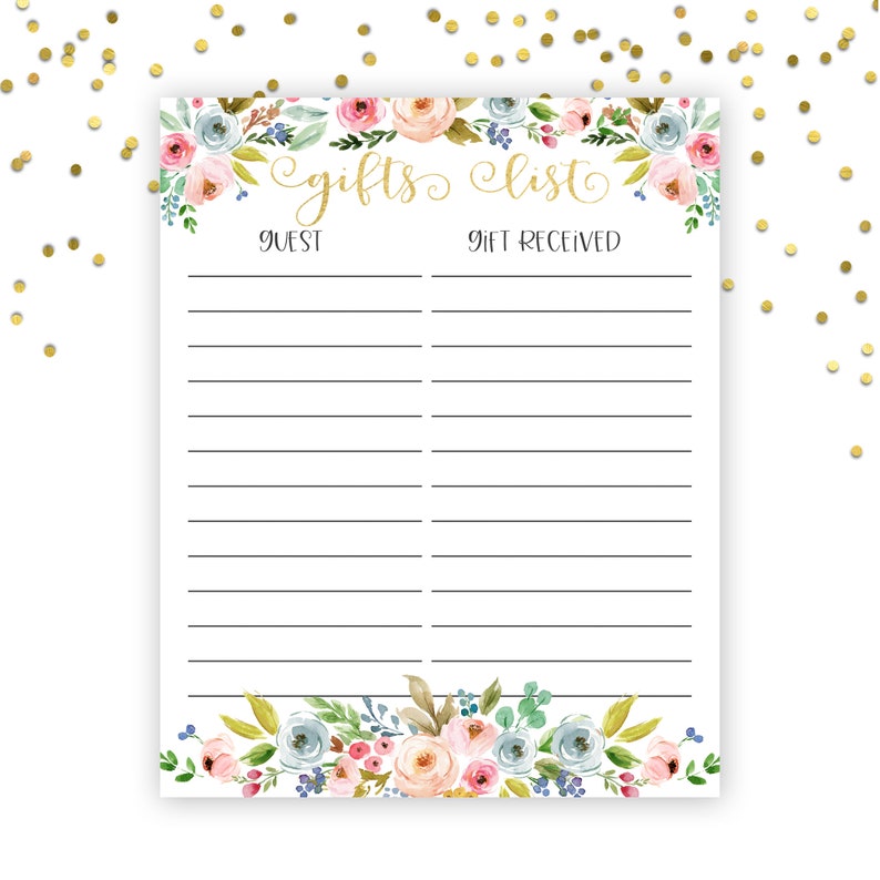 Boy or girl Shower Present Checklist Printable, Child Shower Present Checklist, Woodland Youngster Shower Decor, Floral Youngster Shower Decor, Female Child Shower Present Record picture about Printable Baby Shower Gift List identified as Little one Shower Reward Listing Printable, Kid Shower Reward Listing, Woodland Boy or girl Shower Decor, Floral Kid Shower Decor, Lady Boy or girl Shower Reward Checklist