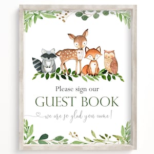Please Sign Our Guest Book, Woodland Baby Shower Guest Book, Baby Shower Guest Book Sign, Woodland, Greenery, Boy Baby Shower, Greenery, WG1