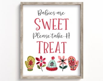 Christmas Babies Are Sweet Please Take A Treat, Babies Are Sweet Sign, Christmas Baby Shower, Holiday Baby Shower, Baby Shower Printable