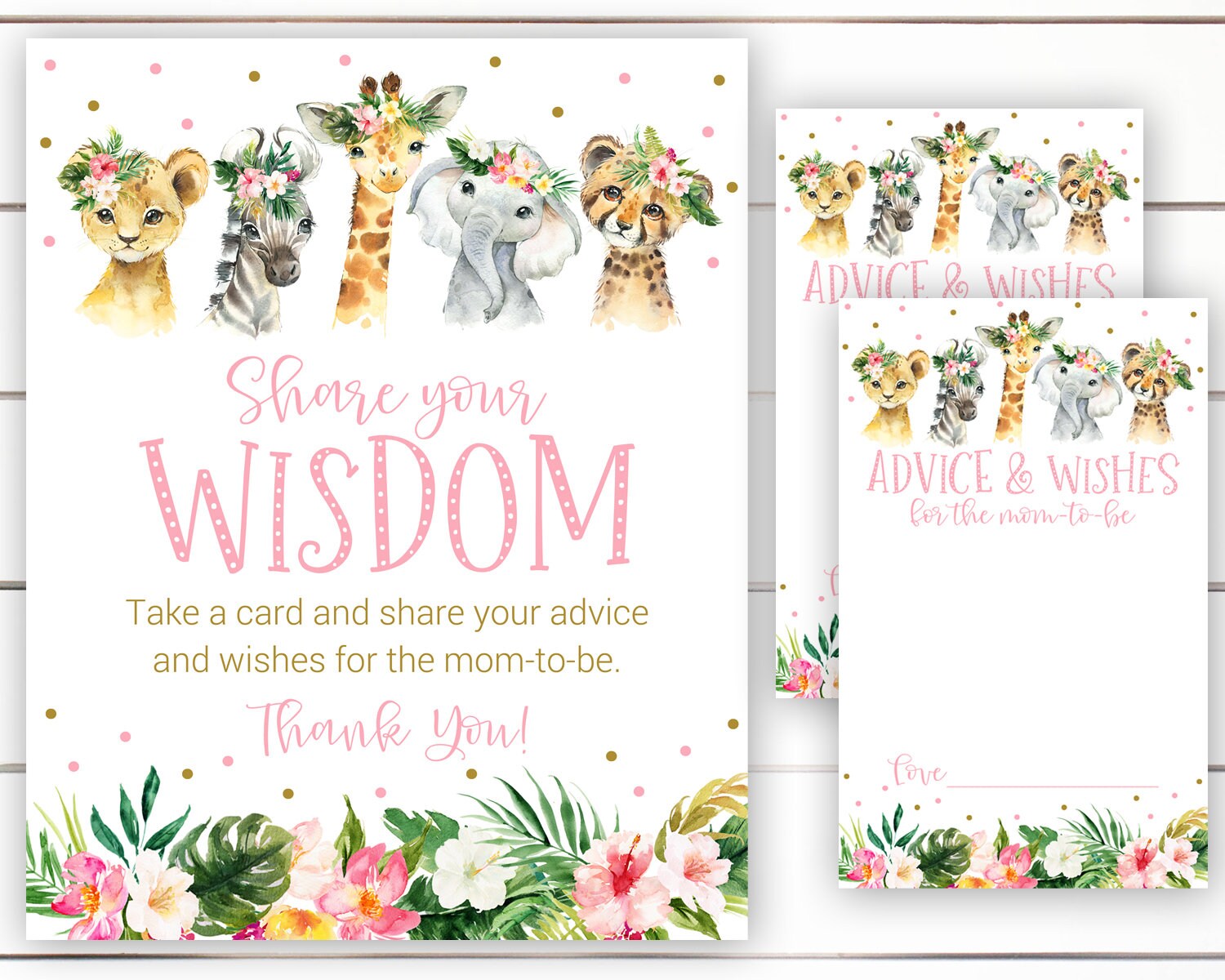 Safari Baby Shower Advice for Mom to Be Advice for Mom Card Etsy