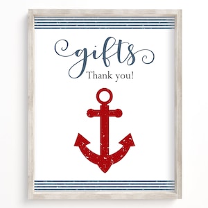 Gifts Table Sign, Nautical Baby Shower, Baby Shower Gifts Table Printable, Nautical Baby Shower Decor, Gifts Table, Boy, Blue, Sailor, SAP1