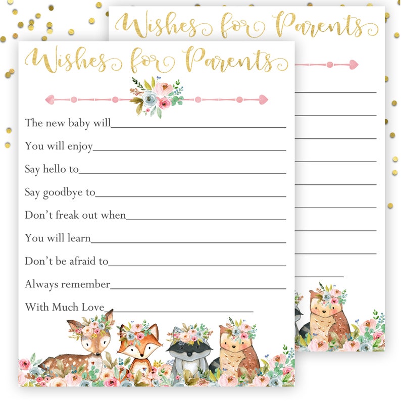 Wishes For Parents Floral Baby Shower Advice Wishes for New | Etsy