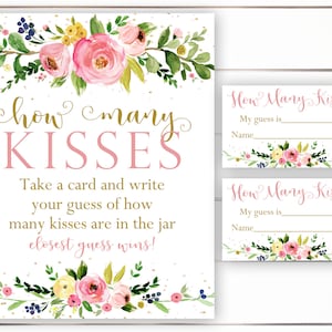 Hoeveel kussen zitten er in de pot, hoeveel kussen spel, baby shower spel, baby shower teken en kaart, bloemen, roze, blozen, afdrukbaar, PFP1