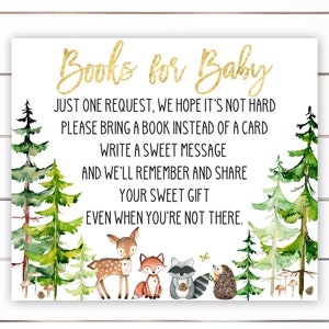 Livres pour bébé Woodland , Livres pour bébé imprimables, Livres pour carte bébé, Insert d’invitation à la baby shower, Demande de livre, Woodland, Garçon, PAM1